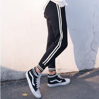 High-waist Striped Sweatpants