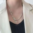 Tag Pendant Alloy Necklace Xl1298 - Silver - One Size