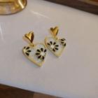 Heart Flower Alloy Dangle Earring 1 Pair - Stud Earrings - White & Gold - One Size