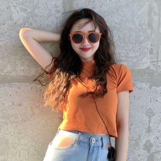 High-waist Sheath Cropped T-shirt