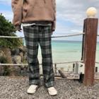 Plaid Wide-leg Pants Plaid - Yellow & Black - S