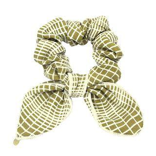 Ribbon Patterned Scrunchy Hair Tie Olive Green - One Size