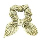 Ribbon Patterned Scrunchy Hair Tie Olive Green - One Size