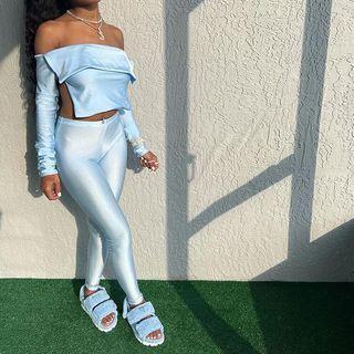 Set: Long-sleeve Open Back Top + Leggings