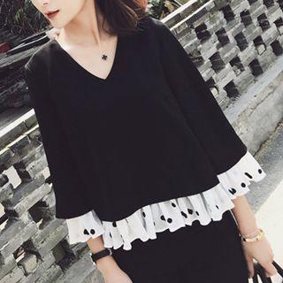 Layered Flared-cuff Blouse