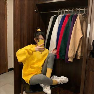 Brushed Fleece-lining Loose-fit Sweatshirt / Colorblock Leggings