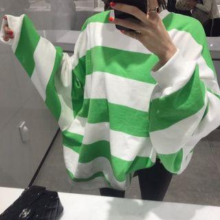 Batwing-sleeve Striped Pullover