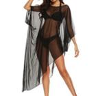 3/4-sleeve Mesh Cover-up Black - One Size