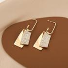 Rectangle Rhinestone Dangle Earring 1 Pair - E1991-2 - Gold - One Size