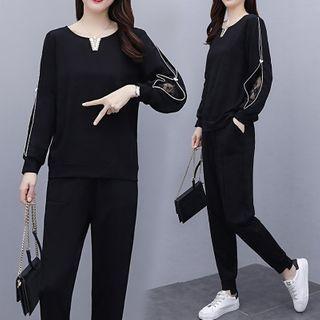 Set: Lace Panel Pullover + Jogger Pants