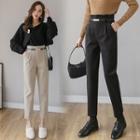 High-waist Straight-cut Woolen Pants