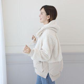 Slit-side Sherpa-fleece Zip-up Hoodie