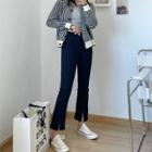 High-waist Boot-cut Slit Cropped Jeans