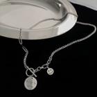 Smiley Lettering Chain Necklace 1 Pc - Silver - One Size