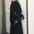 Set: Turtleneck Long-sleeve Midi Knit Dress + Belt