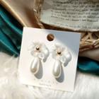 Acrylic Flower Faux Pearl Drop Earring