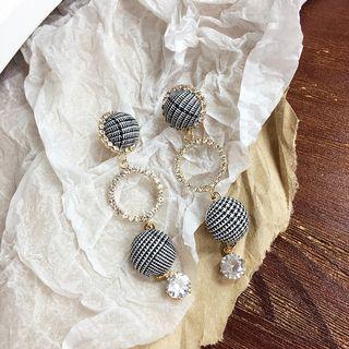Plaid Button Drop Earring