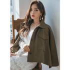 Military-look Buttoned Short Jacket