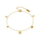 Simple And Fashion Plated Gold Geometric Round Beads English 316l Stainless Steel Anklet Golden - One Size