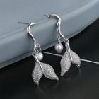 Mermaid Tail Faux Pearl Alloy Dangle Earring 1 Pair - Silver - One Size