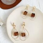 Gold Leaf Resin Cube Dangle Earring