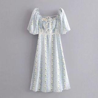 Floral Slit Midi A-line Dress