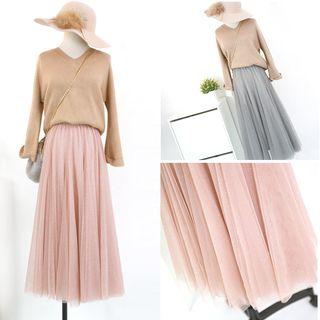 Glitter Mesh Panel Skirt