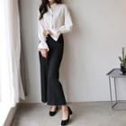 Frill-sleeve Corduroy Blouse