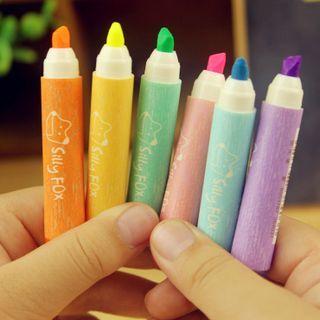 Set Of 6 : Highlighter Set Of 6 - Purple & Blue & Pink - One Size