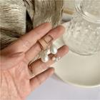 Non-matching Freshwater Pearl Drop Earring 1 Pair - Asymmetry Cropper Gold Plating Earrings - One Size