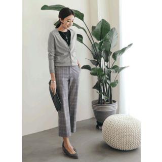 Cropped Check Dress Pants
