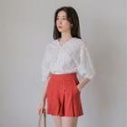 V-neck 3/4-sleeve Lace Top