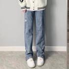 High Waist Lettering Loose Fit Jeans