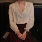 Lace Trim Blouse Blouse - White - One Size