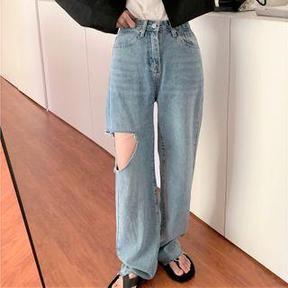 Denim Straight Leg Jeans / Cropped Blazer