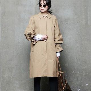 Tie-cuff Hidden-button Mac Coat