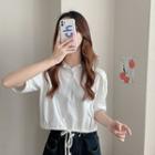 Short-sleeve Lapel Drawstring Top