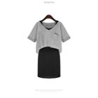 Set: Short-sleeve V-neck T-shirt + Tank Dress