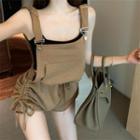 Plain Drawstring Jumper Shorts Khaki - One Size