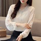 Lace Trim See-through Blouse