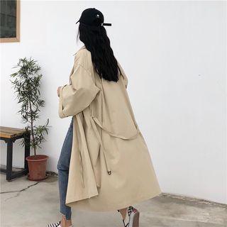 Sashed Long Trench Coat As Shown In Figure - One Size