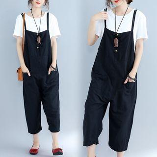 Plain Cropped Wide-leg Jumper Pants