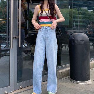 Camisole Top / High-waist Wide Leg Jeans