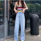Camisole Top / High-waist Wide Leg Jeans