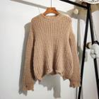 Ripped Long-sleeve Knit Sweater