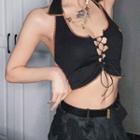 Halter Neck Lace Up Top