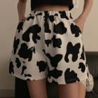 Cow Print Wide Leg Shorts White - One Size