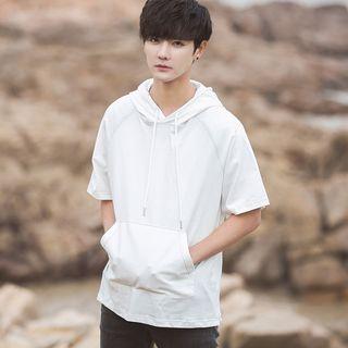 Elbow-sleeve Plain Hoodie