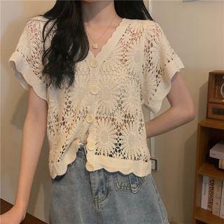 Elbow-sleeve Crochet Cardigan