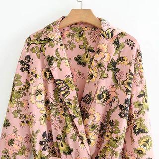 Long-sleeve Lapel Panel Jumpsuit